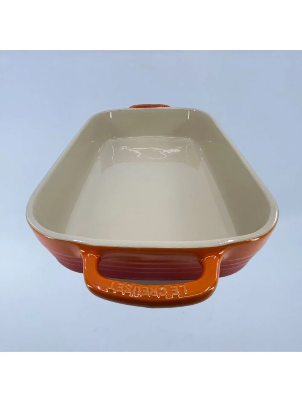vintage le creuset rectangular baking dish with handles enameled cast iron